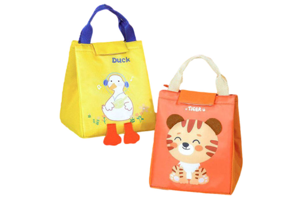 کیف ظرف غذای چسبی دارای بند دستی طرح دار کودک