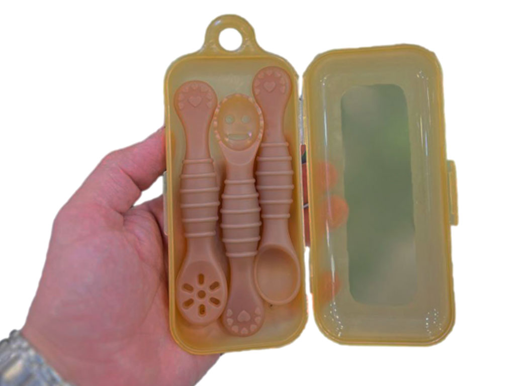 قاشق سیلیکونی و پری اسپون  3 عددی قاب دار طرح هی اور شی HEORSHE