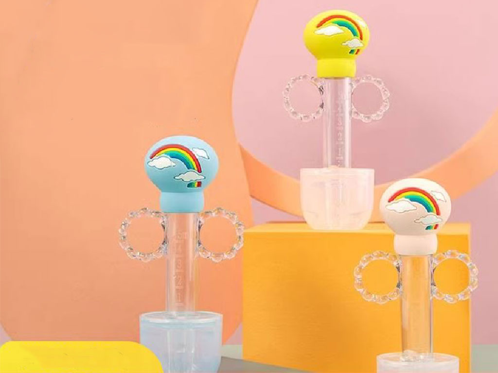 داروخوری نوزادی طرح سرنگ مدل رنگین کمان حجم 5ml دارای قاب