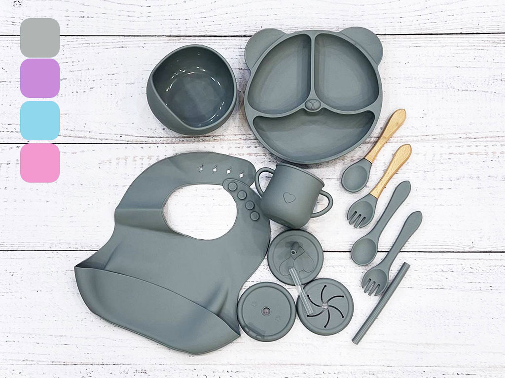 ست ظرف غذا سیلیکونی 12 تکه طرح خرس only baby