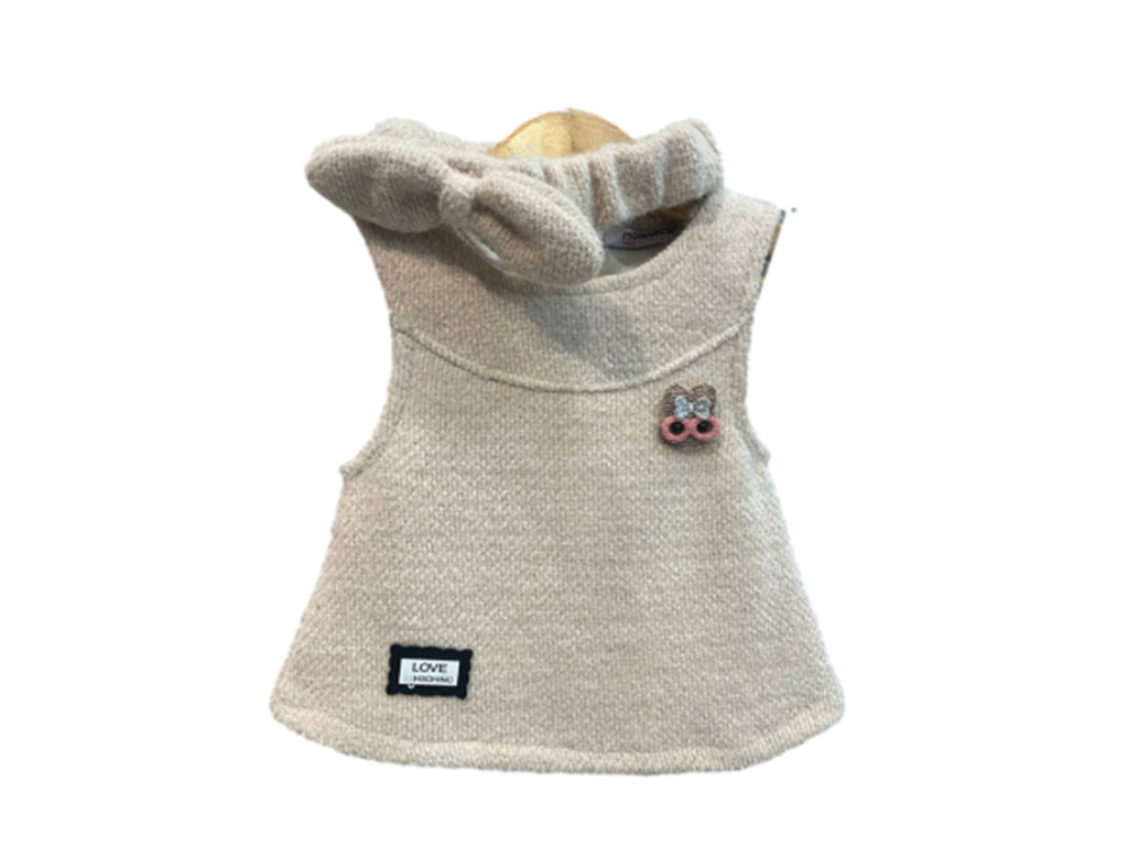 سارافون و هدبند موهر نوزادی کرم رنگ با گل سینه خرگوش