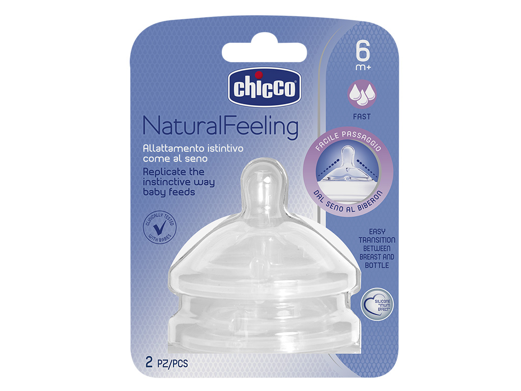 سر شیشه شیر جریان سریع بالای 6 ماه نچرال فیلینگ Natural Feeling  چیکو CHICCO
