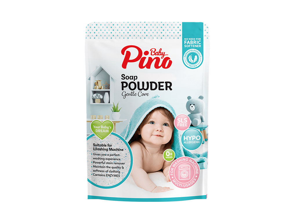 پودر صابون لباس نوزاد و کودک 800 گرمی مخصوص ماشین لباسشویی پینو بیبی Pino baby