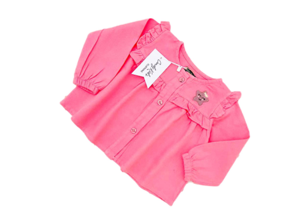 شومیز کتان نوزاد و کودک دخترانه رنگ صورتی کندی کیدز CANDY KIDS