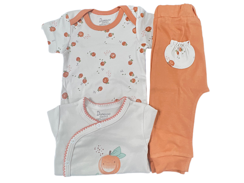 ست 3 تکه بیمارستانی نوزادی با طرح هلو دانالو Danaloo