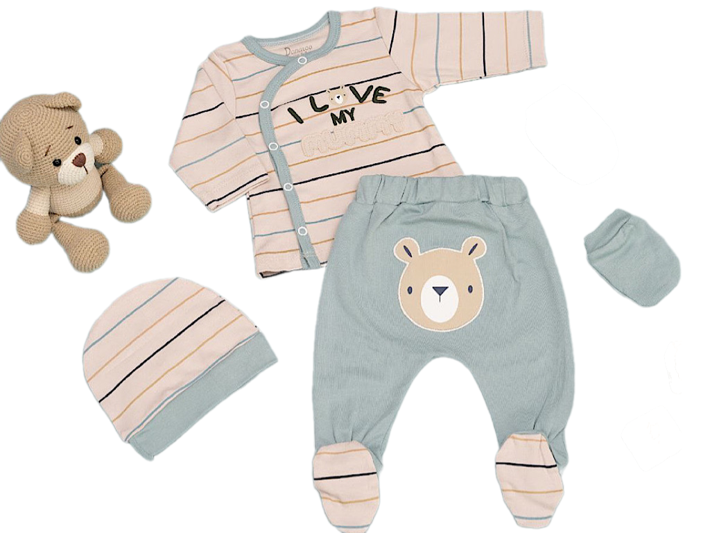 ست بیمارستانی 4 تکه نوزادی طرح خرس و کاج دانالو Danaloo