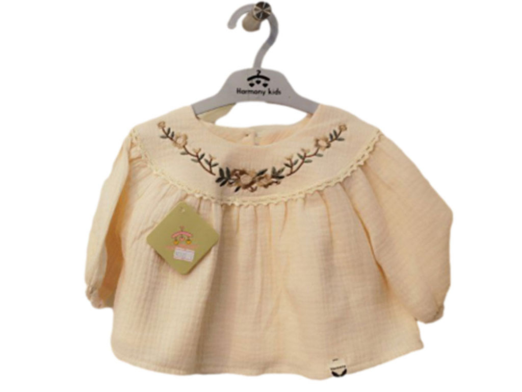 تونیک سارافون گلدوزی شده نوزاد و کودک رنگ نباتی روشن