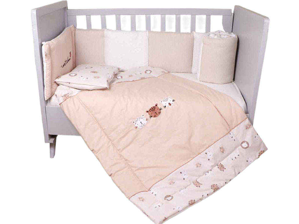 سرویس تخت خواب نوزادی طرح گلدوزی شده گربه نسکافه ای الا ELA