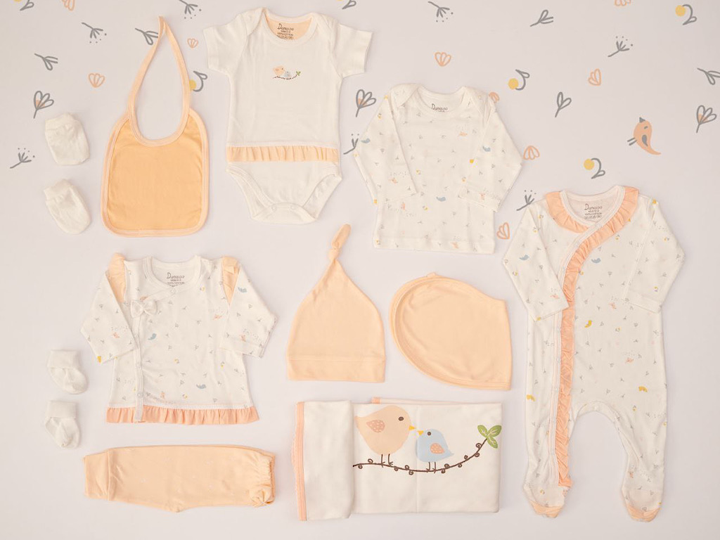 ست بیمارستانی 13 تکه نوزادی طرح گنجشک دانالو Danaloo