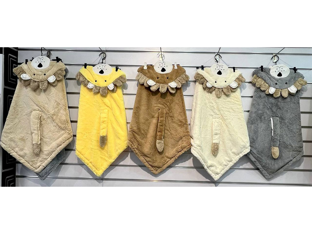 پتو دورپیچ کلاه دار پولیشی نوزادی طرح شیر ماماسی Mama See