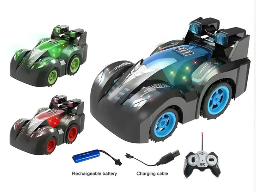 ماشین کنترلی دیوانه و چراغ دار با چرخش 360 درجه قابل شارژ اسباب بازی