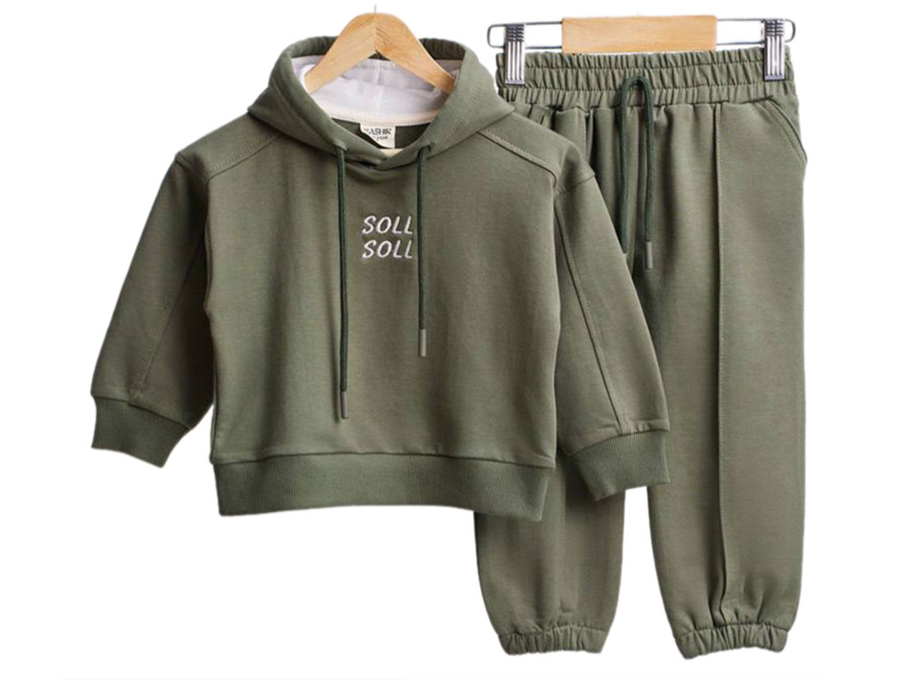 ست هودی و شلوار دورس دو نخ رنگ سبز soll soll بشیر Bashir