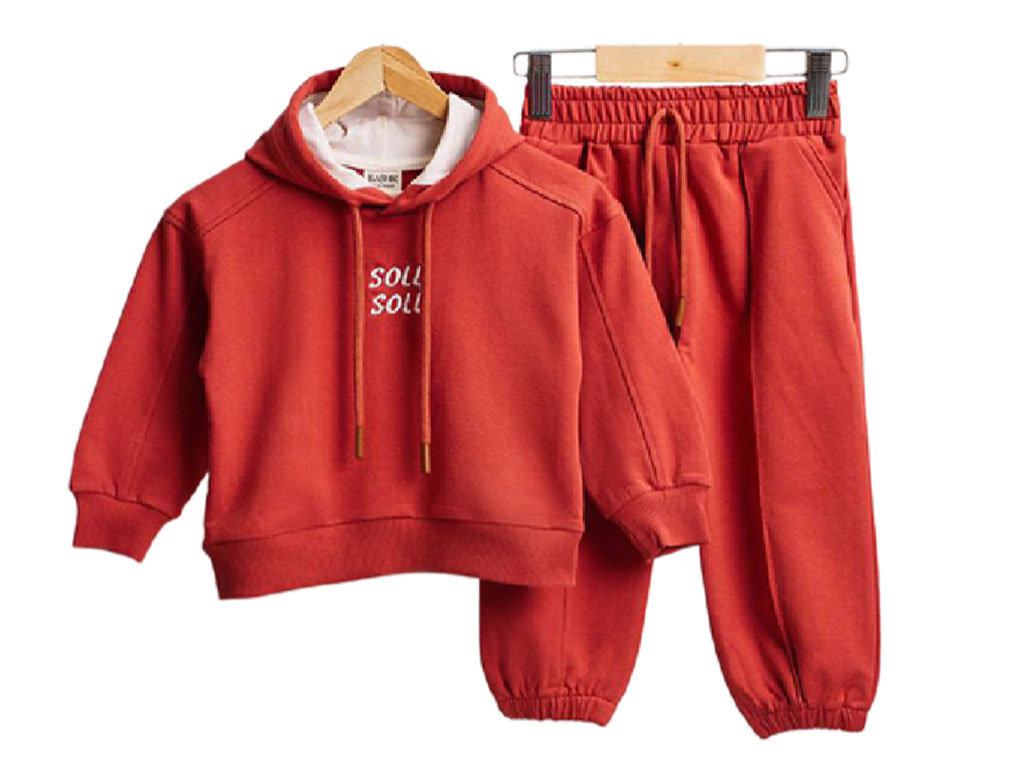 ست هودی و شلوار دورس دو نخ رنگ سماقی soll soll بشیر Bashir