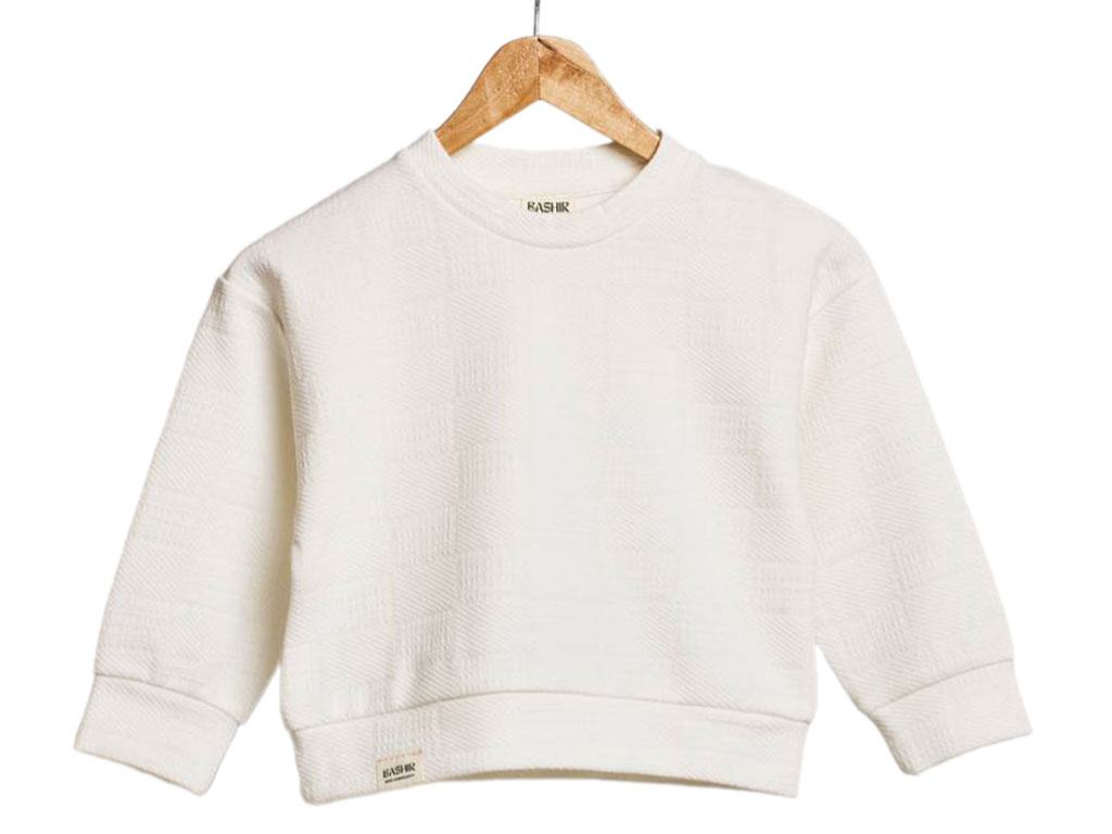 بلوز آستین بلند دورس شیری رنگ طرح دار بشیر Bashir