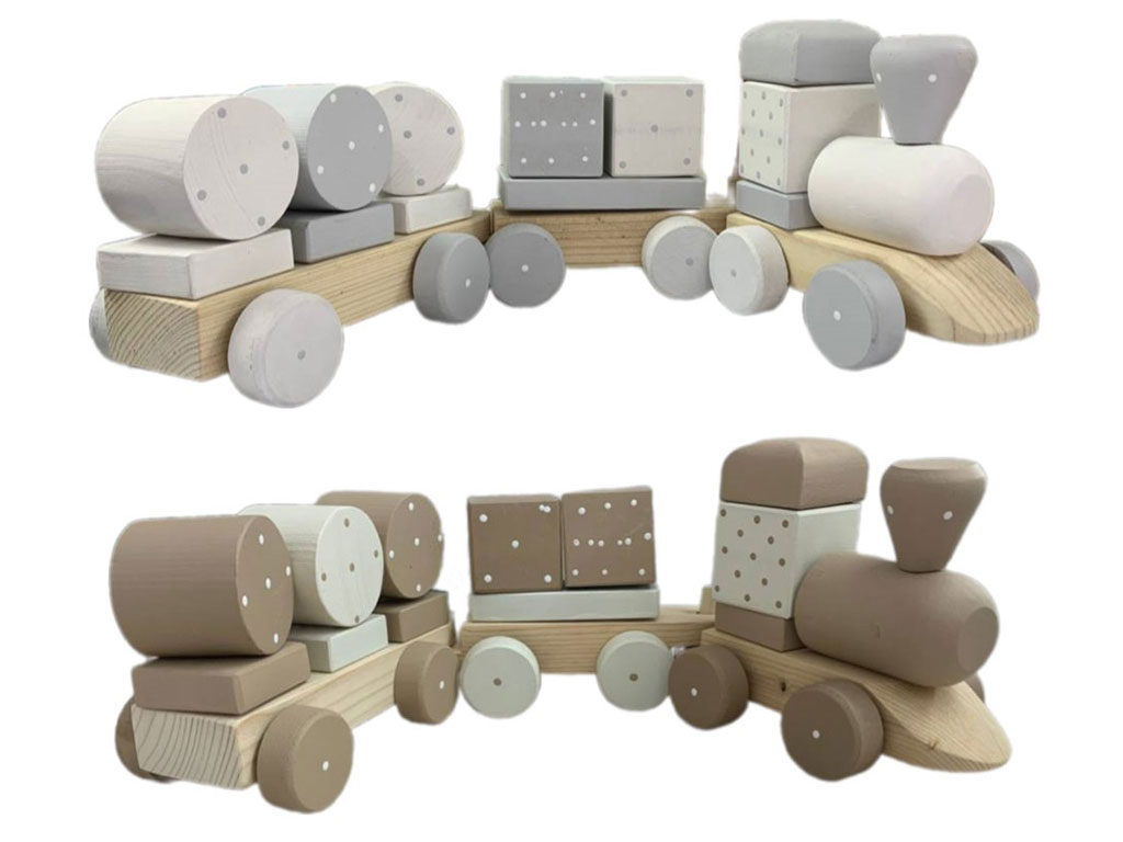 قطار چوبی اسباب بازی و دکوری اتاق کودک