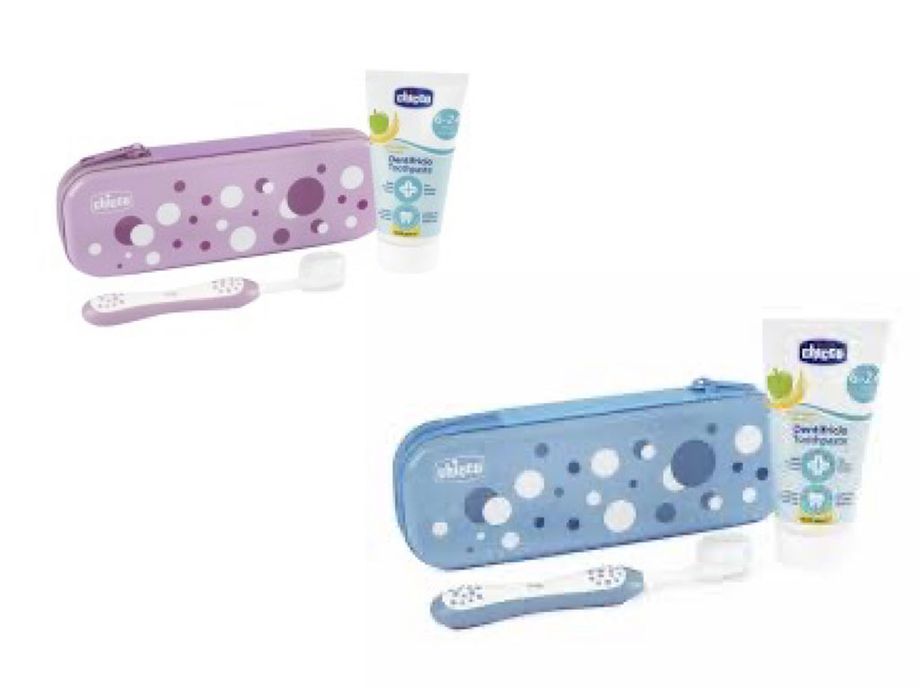 ست مسواک و خمیردندان نوزادی همراه با کیف مناسب 6-36 ماه چیکو chicco
