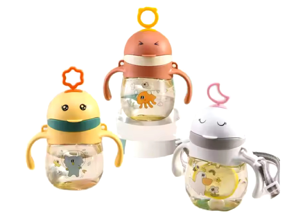 لیوان نی دار آنتی کولیک دسته دار حجم 250 میلی لیتر طرح جوجه