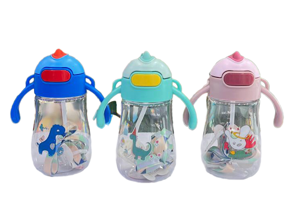 لیوان نی دار دسته دار حجم 350 میلی لیتر طرح دایناسور