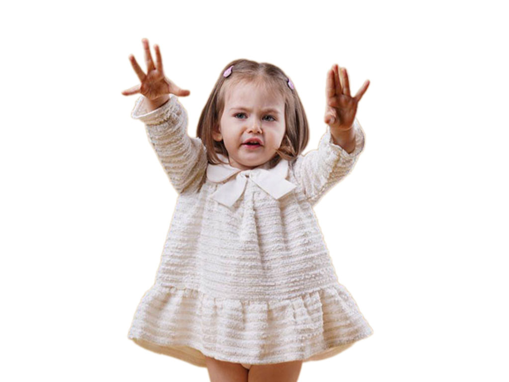 پیراهن آستین بلند دخترانه یقه ملوانی رنگ شیری