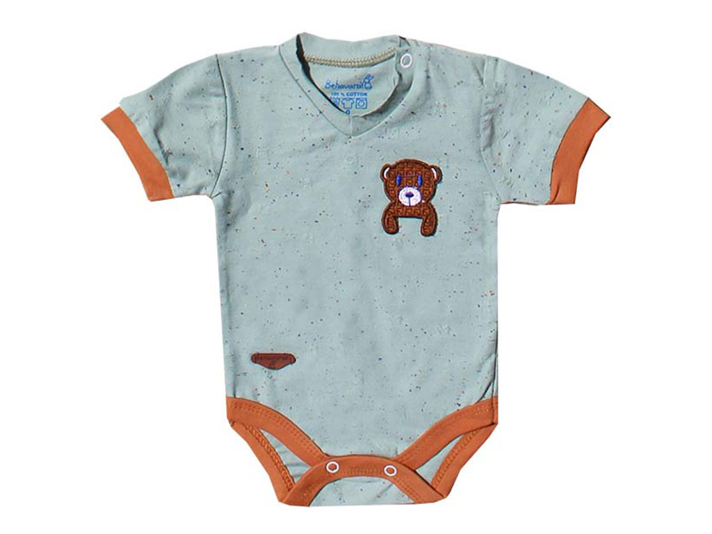 بادی آستین کوتاه  نوزادی پسرانه طرح فندی به آوران behavaran