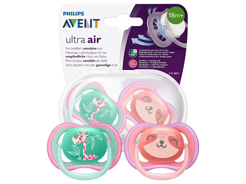 پستانک ارتودنسی دو عددی نوزادی +18 ماه مدل ultra air فیلیپس اونت philips avent