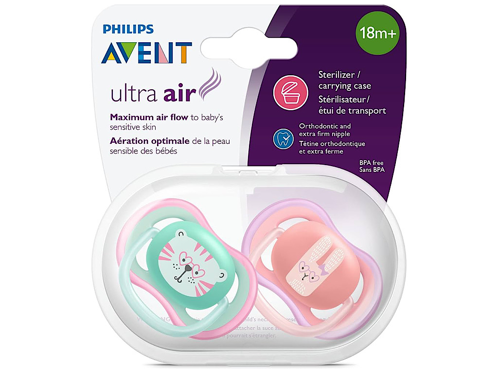 پستانک ارتودنسی دو عددی نوزادی +18 ماه مدل ultra air فیلیپس اونت philips avent