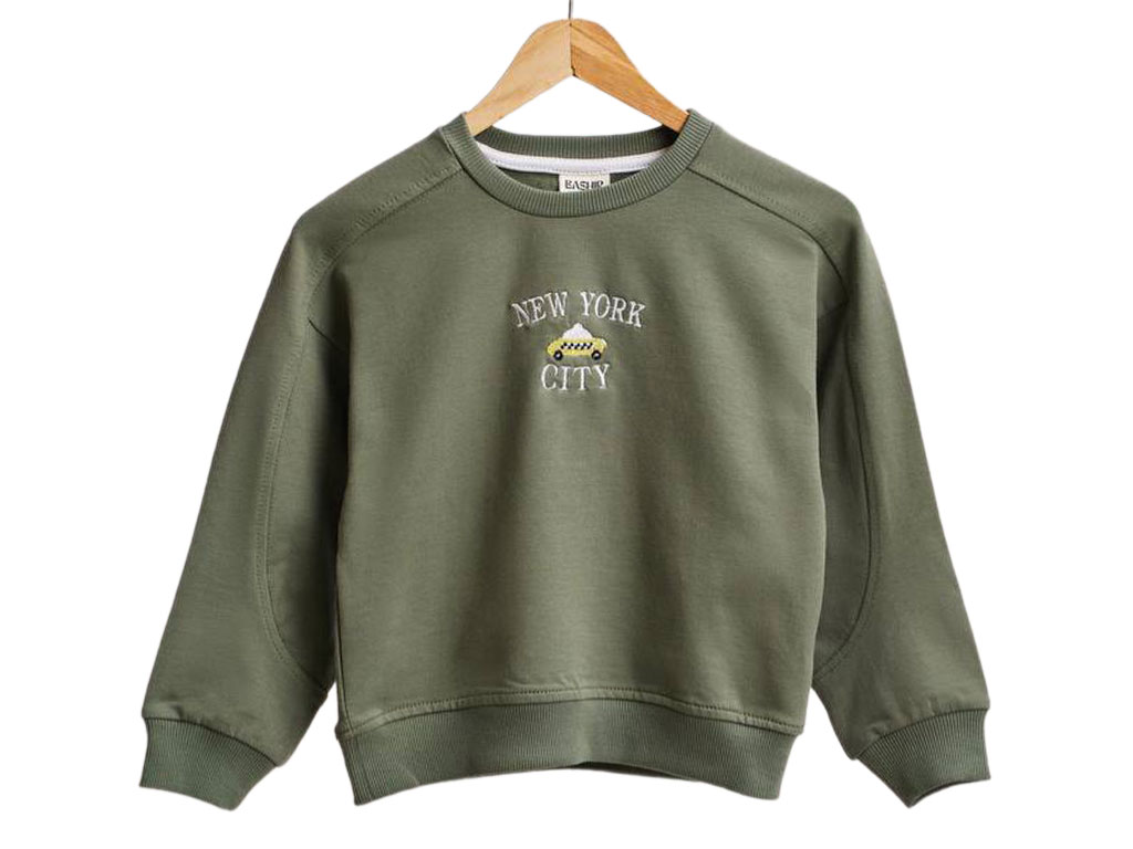 بلوز آستین بلند دورس گلدوزی شده نوزاد و کودک رنگ سبز زیتونی بشیر Bashir