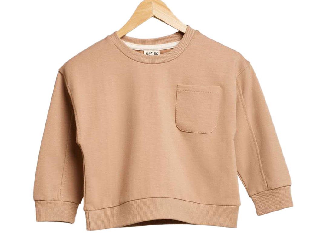 بلوز آستین بلند دورس نوزادی رنگ کرم تیره بشیر Bashir