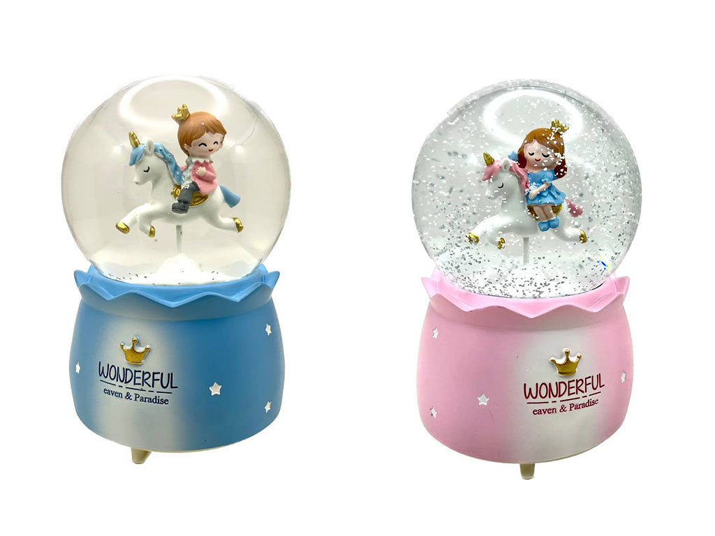 گوی شیشه ای موزیکال و شیشه ای طرح دار (سایز متوسط)