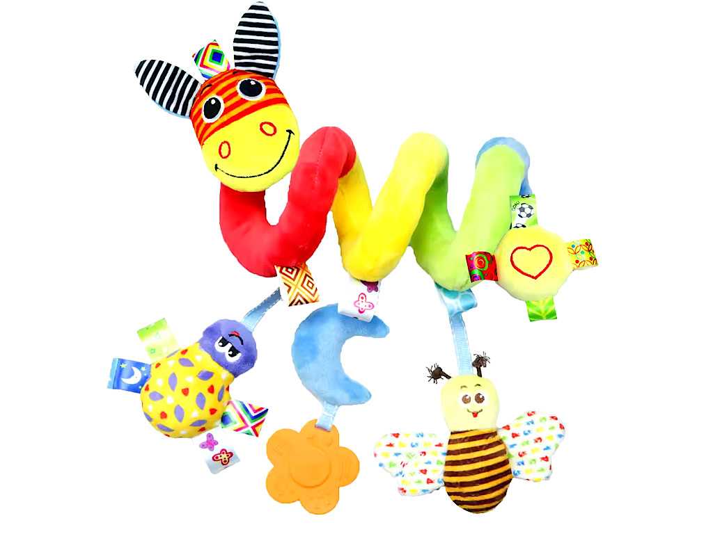 آویز تخت و کریر مارپیچی  عروسکی به همراه دندانگیر سیلیکونی SKK BABY