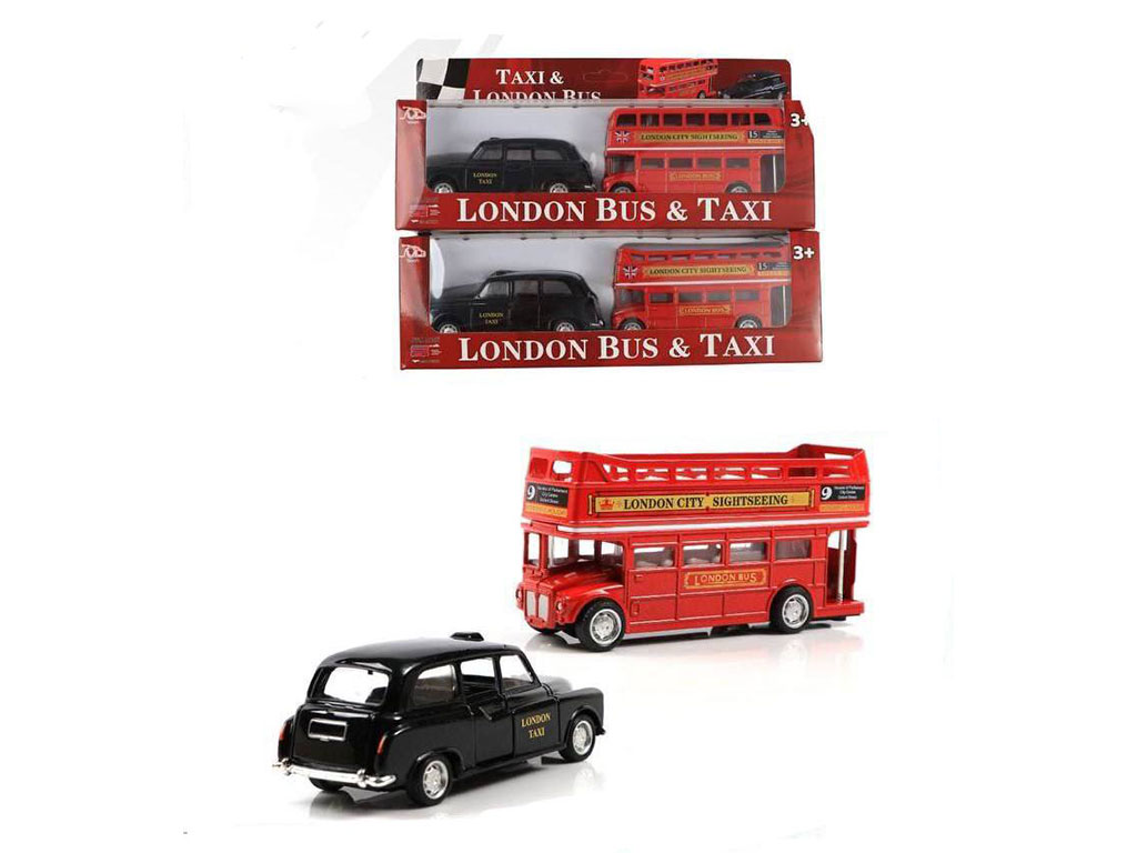 ست اتوبوس و تاکسی فلزی عقب کش اسباب بازی