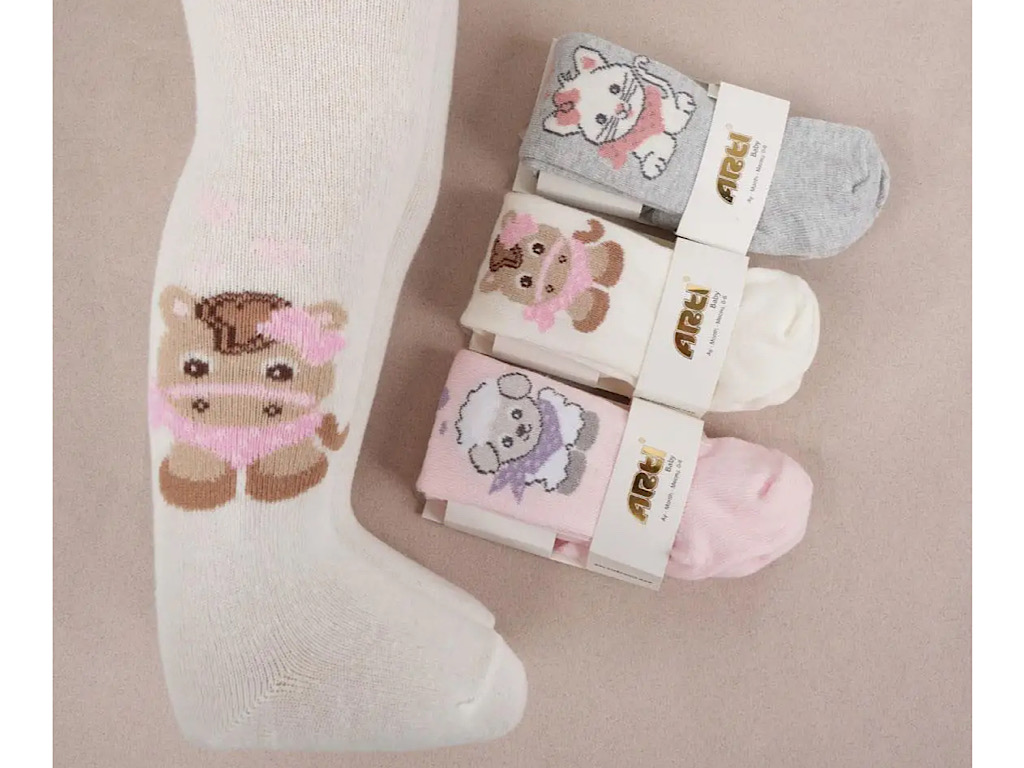 جوراب شلواری دخترانه نوزادی 6-0 ماه طرح حیوانات آرتی arti