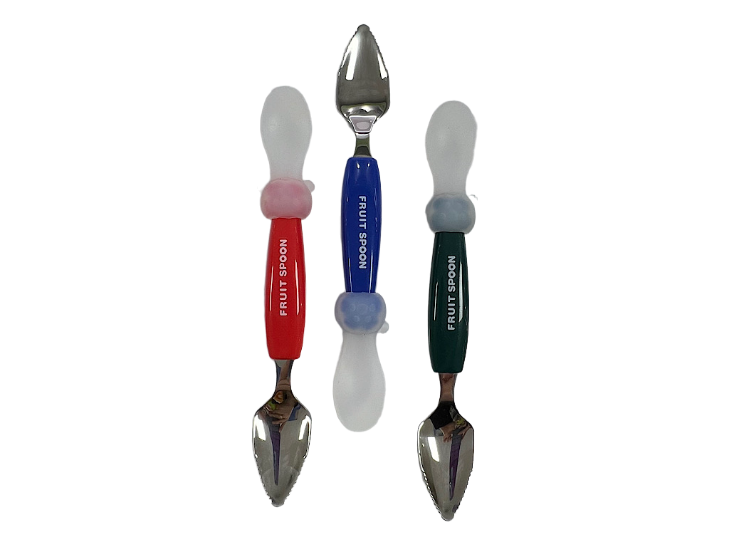 قاشق دو طرفه و پوره کن نوزادی ترکیب سیلیکون و استیل