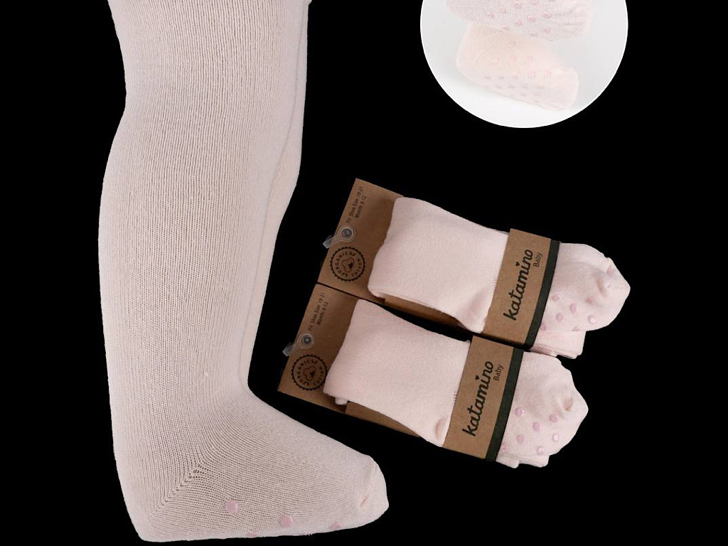 جوراب شلواری استپ دار نوزادی دخترانه صورتی رنگ کاتامینو KATAMINO