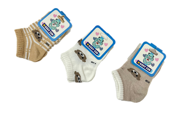 جوراب نوزادی سایز 0-6 ماه طرح تدی  بی بی سان baby sun