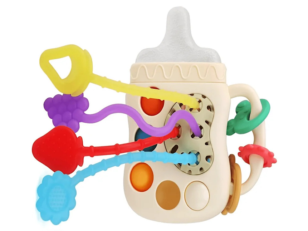 بیزی کیوب یا بیزی بال جغجغه ای دندانگیر طرح شیشه شیر