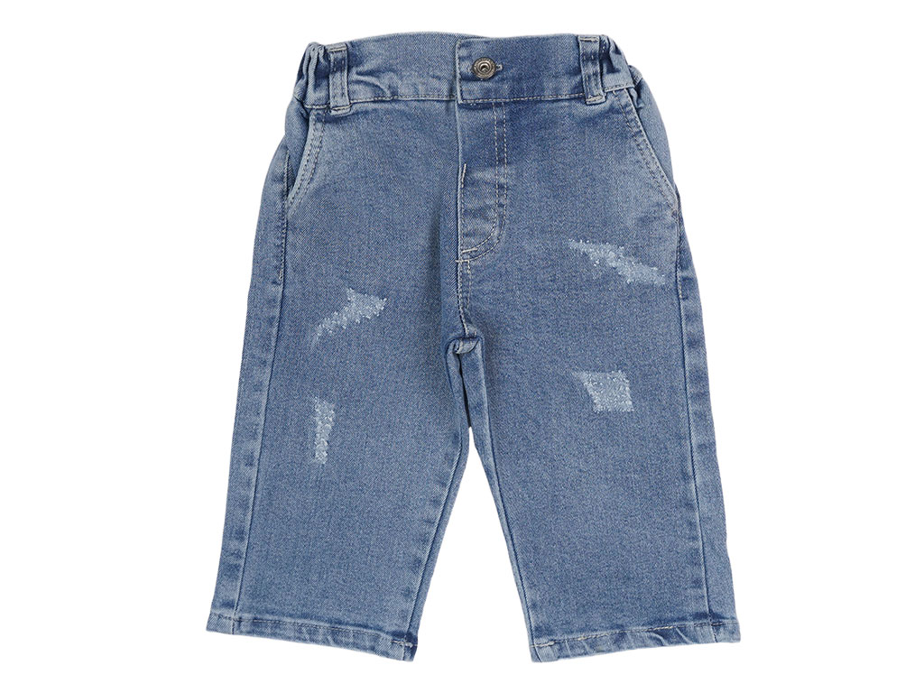 شلوار جین زاپ دار رنگ آبی تیره پاپو papo