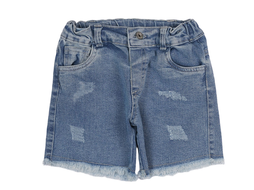 شلوارک جین زاپ دار رنگ آبی پاپو papo