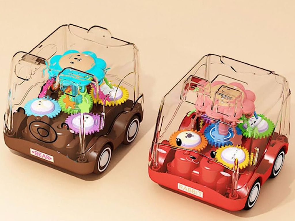 ماشین قدرتی اسباب بازی مدل چرخدنده ای طرح  حیوانات دارای کاروسل