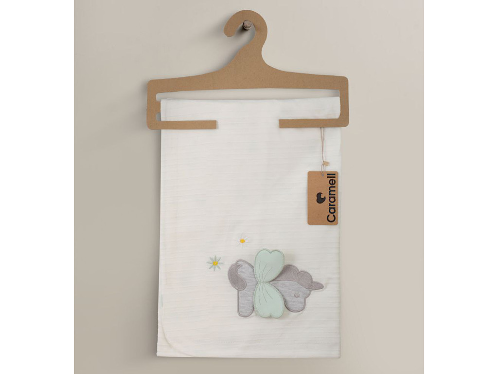 پتو کلاه دار بیسکویتی نوزادی دخترانه شیری رنگ طرح اسب تک شاخ کارامل caramell