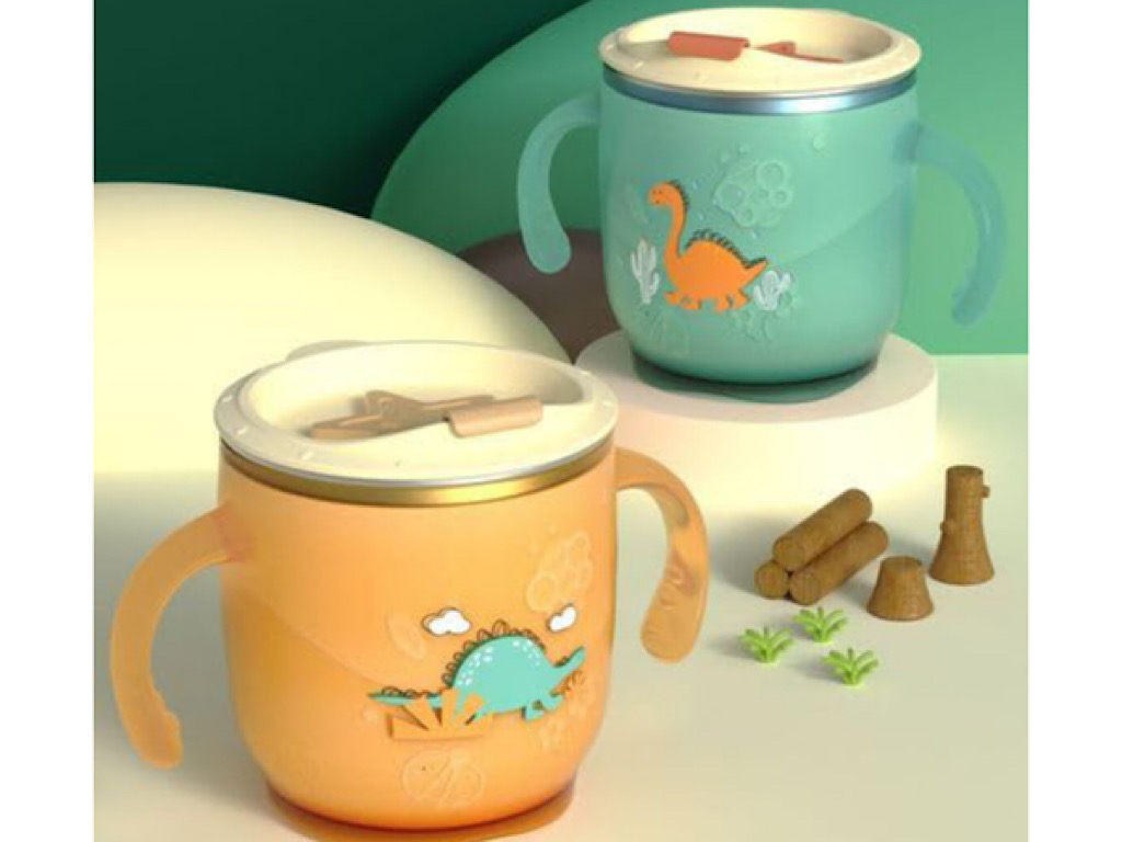 لیوان نی دار و دسته دار داخل استیل حجم 250 میلی لیتر  baby