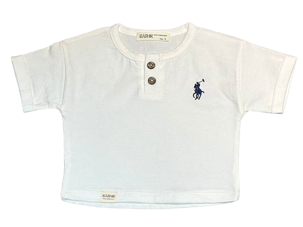 تیشرت نوزاد و کودک رنگ شیری طرح پولو بشیرBASHIR