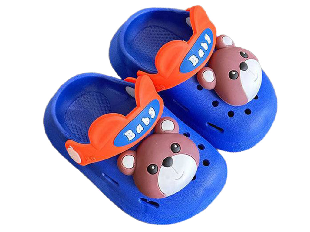 دمپایی رکابدار کراکس بچگانه رنگ سرمه ای مدل baby طرح خرس