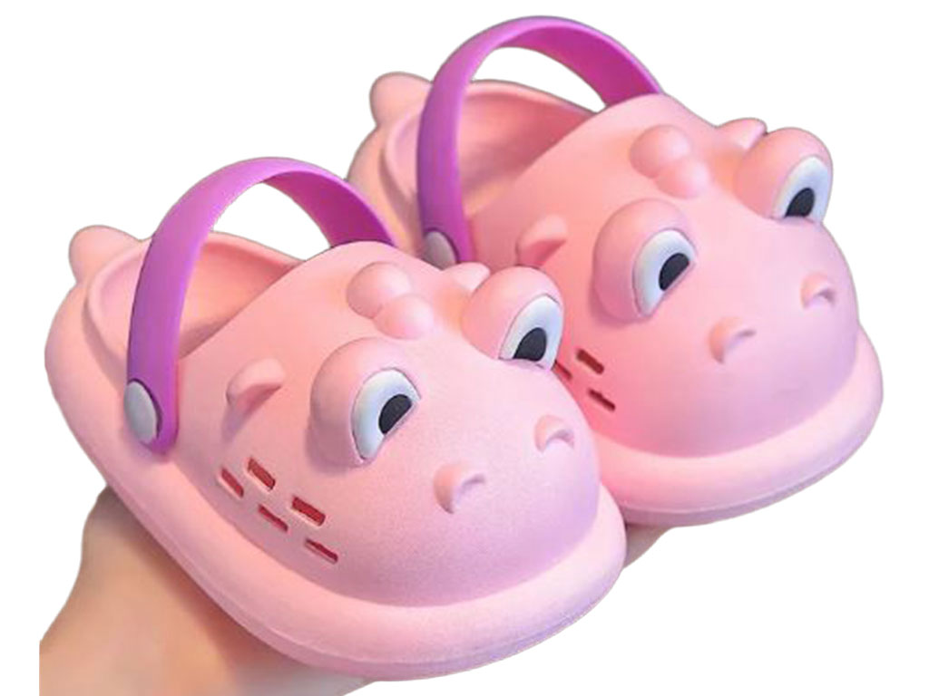 دمپایی رکابدار کراکس بچگانه رنگ صورتی طرح تمساح