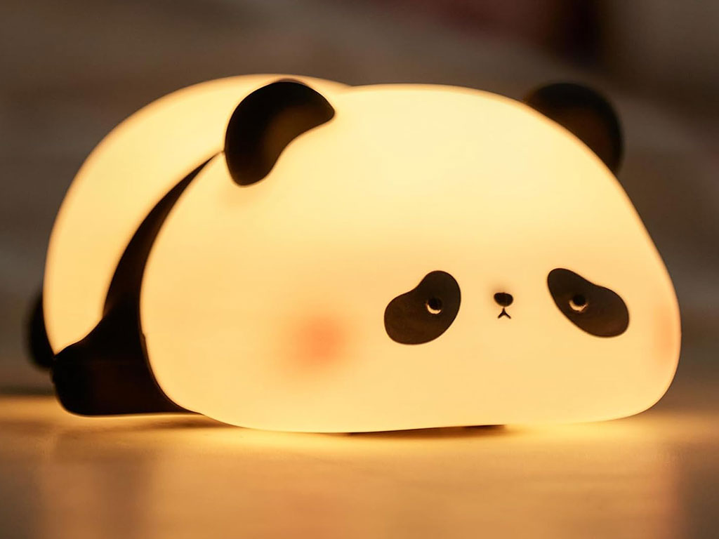 چراغ خواب سیلیکونی شارژی مدل ضربه ای طرح خرس پاندا خوابیده