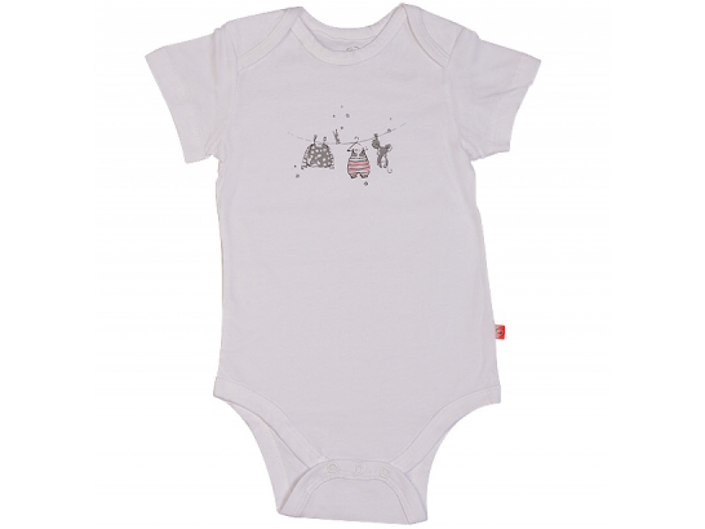 بادی آستین کوتاه نوزادی سفید طرح ملودی شابن Shabenbaby