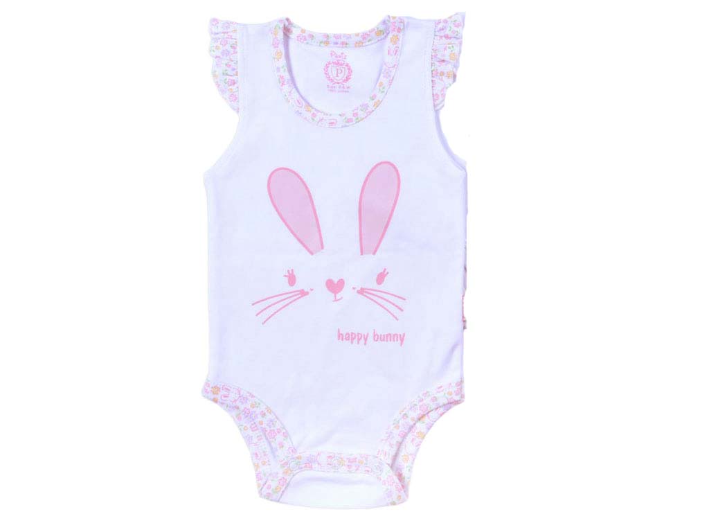 بادی رکابی نوزادی دخترانه مدل Happy bunny پاریز Pariz