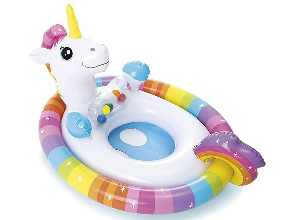 تیوپ بادی شورتی کودک (شناور بادی شورتی) طرح اسب تک شاخ اینتکس intex