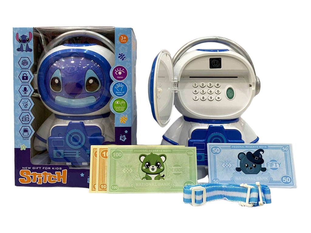 قلک و گاو صندوق اثر انگشتی موزیکال و چراغ دار طرح استیچ