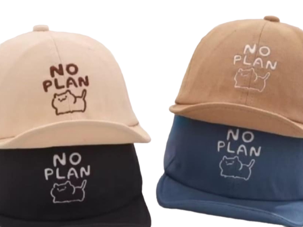 کلاه کپ لبه دار  کتان طرح  NO PLAN (دور سر 48 cm)